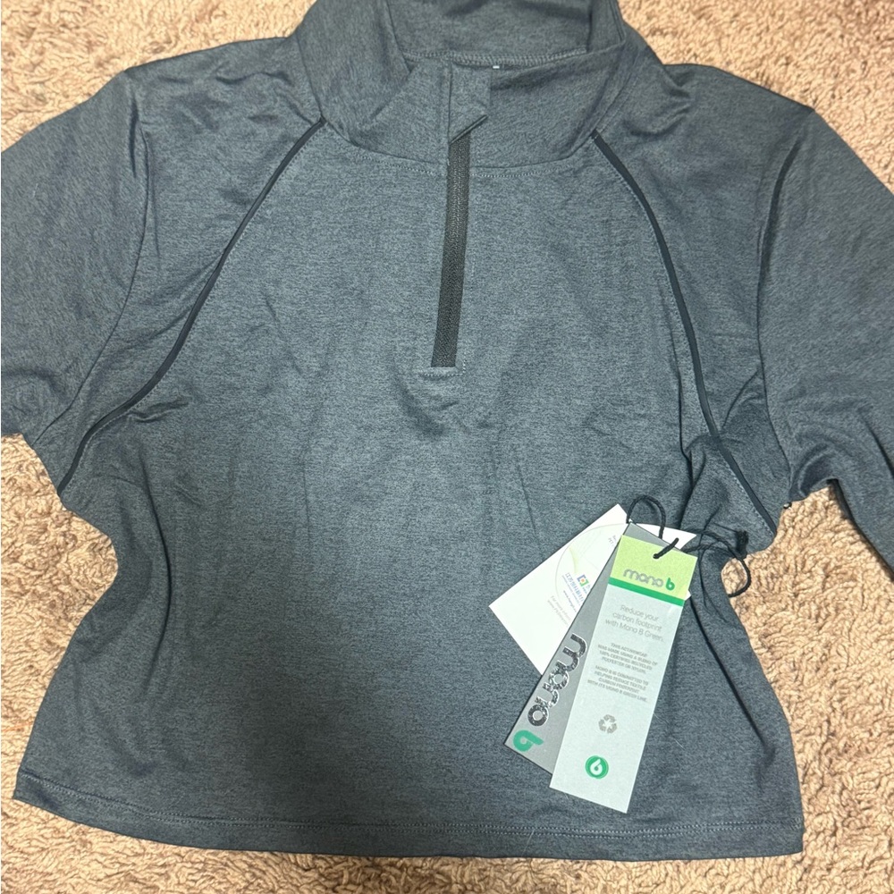 Mono B Women's Gray Quarter-Zip Top